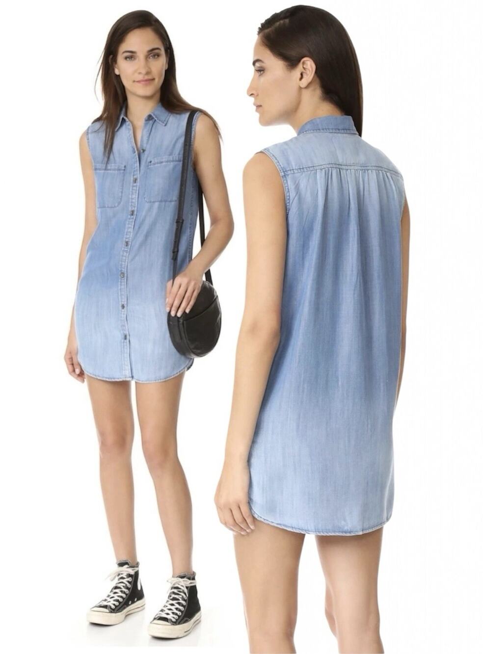 True Religion Utility Shirt Dress Indigo Chambray Blue Button Front Womens L